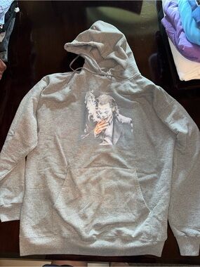Hanes Gray Pullover Hoodie with Joker Graphic
